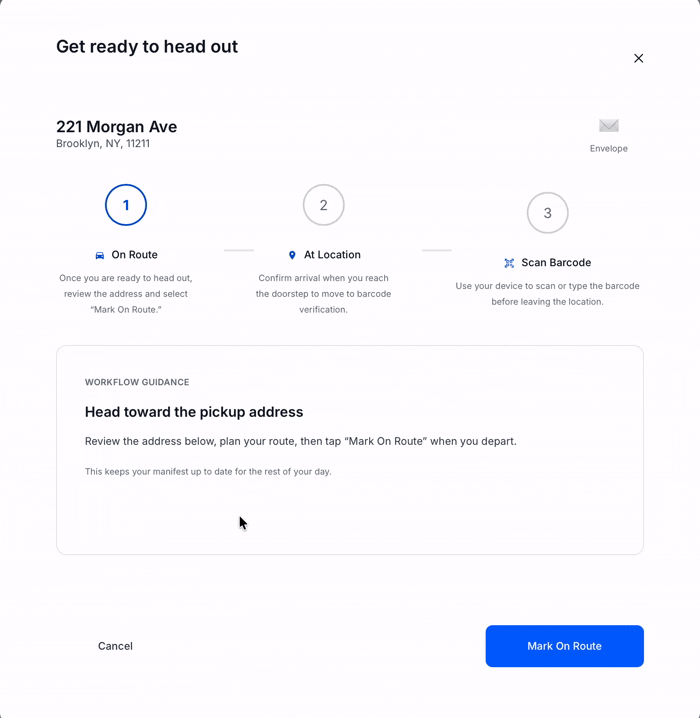 Pickup flow — motion and layout in the product